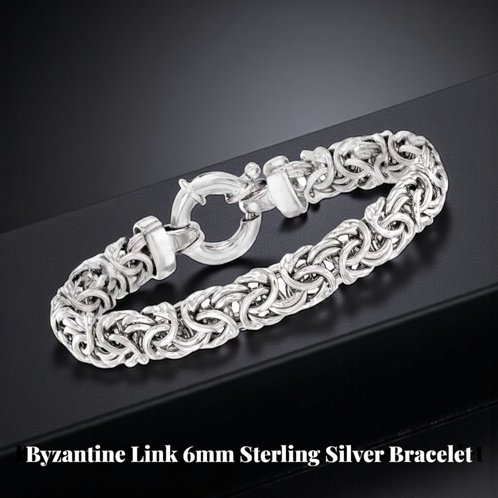 Elegant Byzantine Link 6mm Sterling Silver Bracelet